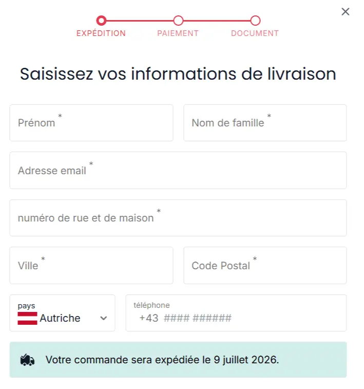 Page de paiement sécurisé CoreGLP